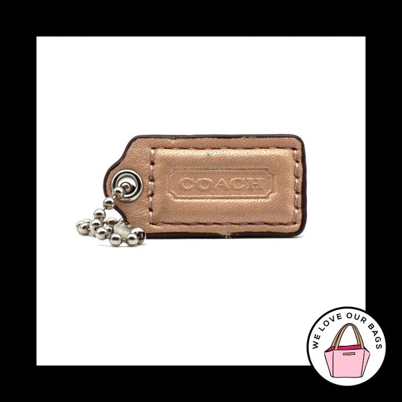 1.5" Small COACH Pearl Beige Leather Nickel Key Fob Bag Charm Keychain Hang Tag - Picture 1 of 1